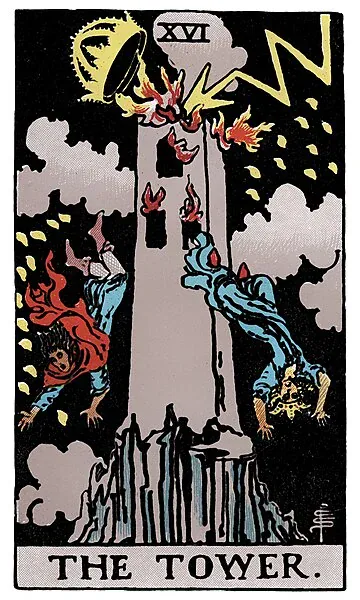 The Tower · tarot card illustration